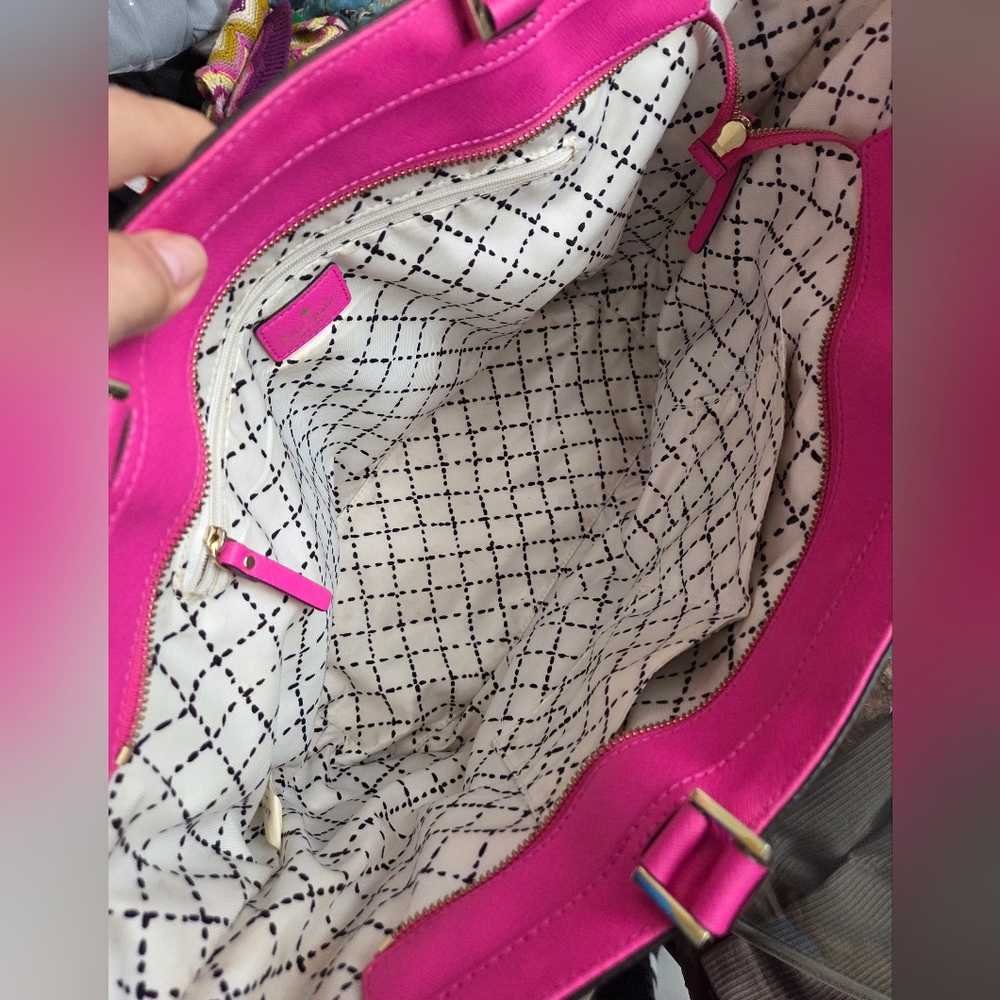 Kate Spade Fuchsia Leather Tote Bag with Dual Top Handles - Picture 13 of 16